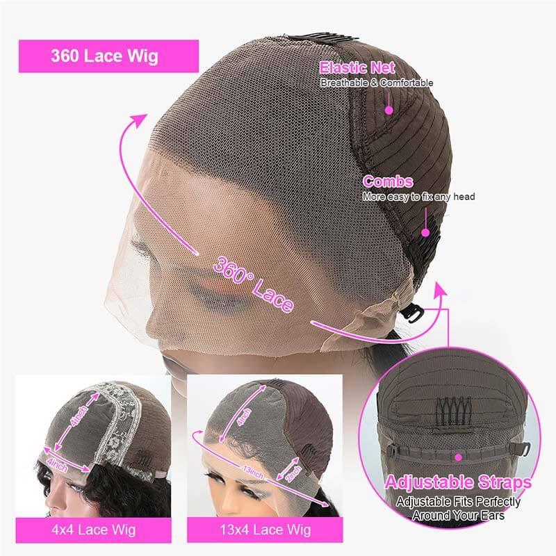 Full Frontal 360 Lace Front Wigs Straight Peruvian Human Hair Remy Hair Natural Black For Women - Superlovehair